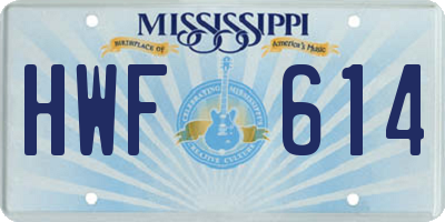 MS license plate HWF614