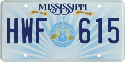 MS license plate HWF615