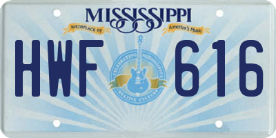 MS license plate HWF616
