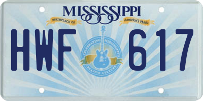MS license plate HWF617