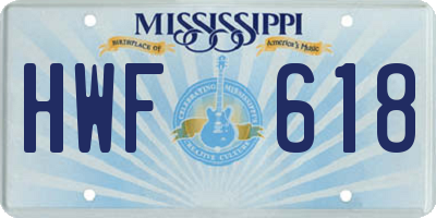 MS license plate HWF618