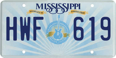 MS license plate HWF619