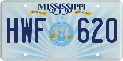 MS license plate HWF620