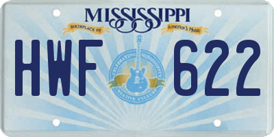 MS license plate HWF622