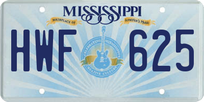 MS license plate HWF625