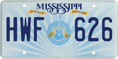 MS license plate HWF626