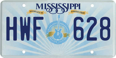 MS license plate HWF628