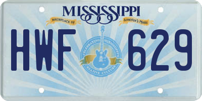 MS license plate HWF629
