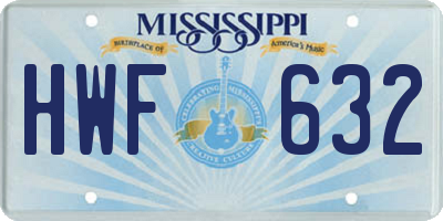 MS license plate HWF632
