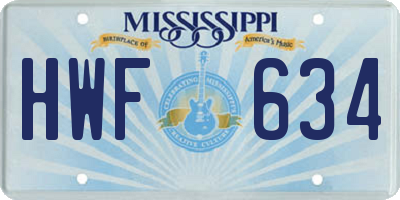 MS license plate HWF634