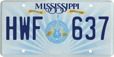 MS license plate HWF637