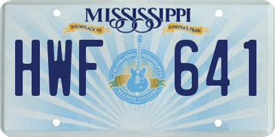 MS license plate HWF641