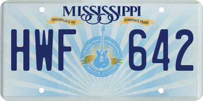 MS license plate HWF642