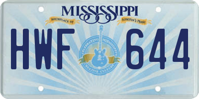 MS license plate HWF644