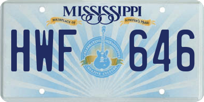 MS license plate HWF646