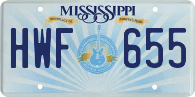 MS license plate HWF655
