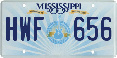 MS license plate HWF656