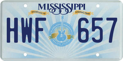 MS license plate HWF657