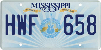 MS license plate HWF658