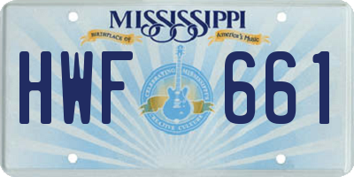 MS license plate HWF661