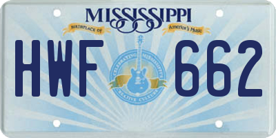 MS license plate HWF662