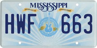 MS license plate HWF663