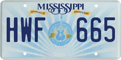 MS license plate HWF665