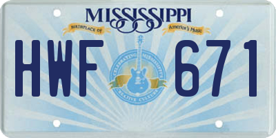 MS license plate HWF671