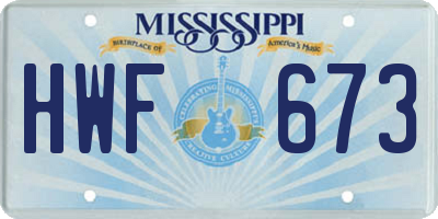 MS license plate HWF673