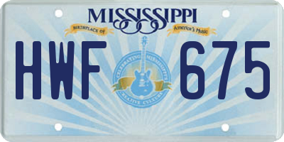 MS license plate HWF675