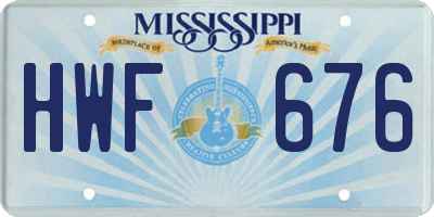 MS license plate HWF676
