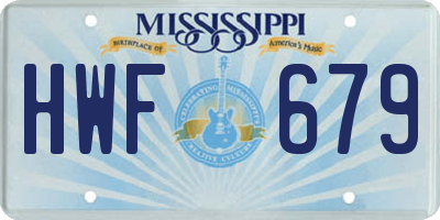 MS license plate HWF679