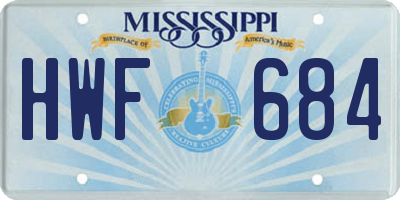 MS license plate HWF684