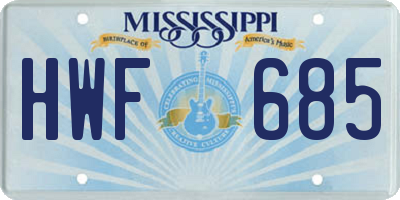 MS license plate HWF685