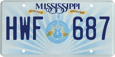 MS license plate HWF687
