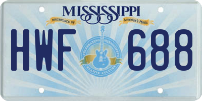 MS license plate HWF688