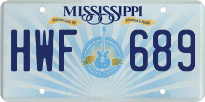 MS license plate HWF689