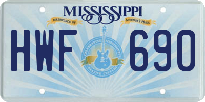 MS license plate HWF690