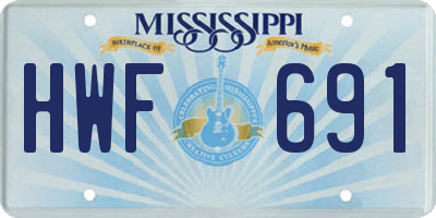 MS license plate HWF691