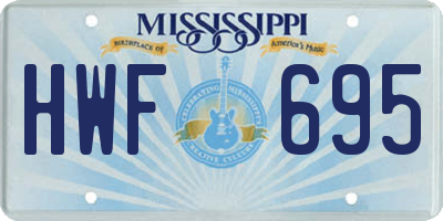 MS license plate HWF695