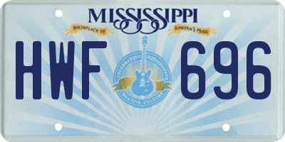 MS license plate HWF696
