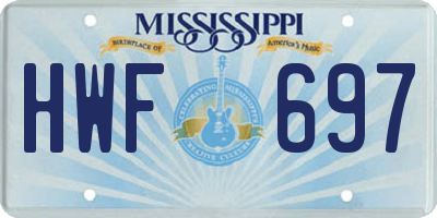 MS license plate HWF697