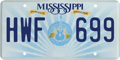 MS license plate HWF699