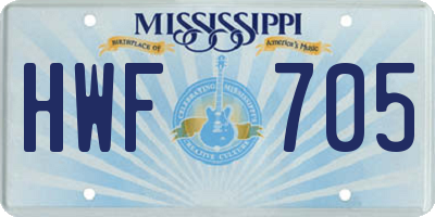 MS license plate HWF705
