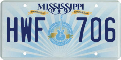 MS license plate HWF706