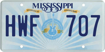 MS license plate HWF707