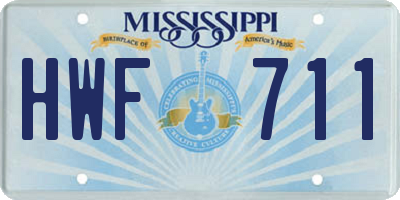 MS license plate HWF711