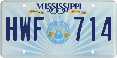 MS license plate HWF714