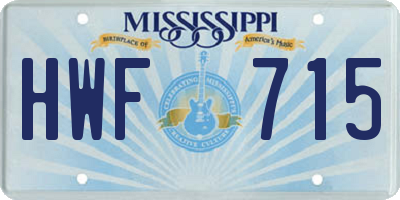 MS license plate HWF715