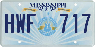 MS license plate HWF717